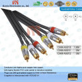 GOLD-plattiert 3 Cinch-Komponenten AV-Kabel für Audio und Video 1,5 m Kabel.